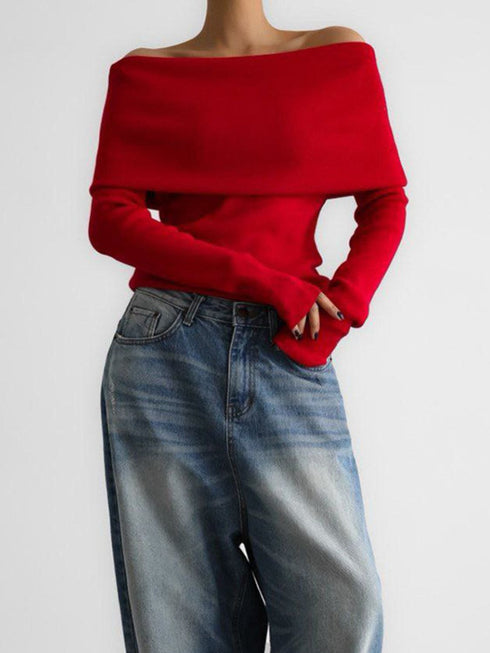'Alora' Off Shoulder Soft Knit Top - Celes Fashion